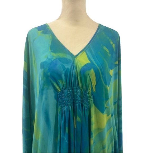 Natori Bat sleeve Y2K Tunic Dress Size M Blue,gree - Picture 3 of 10